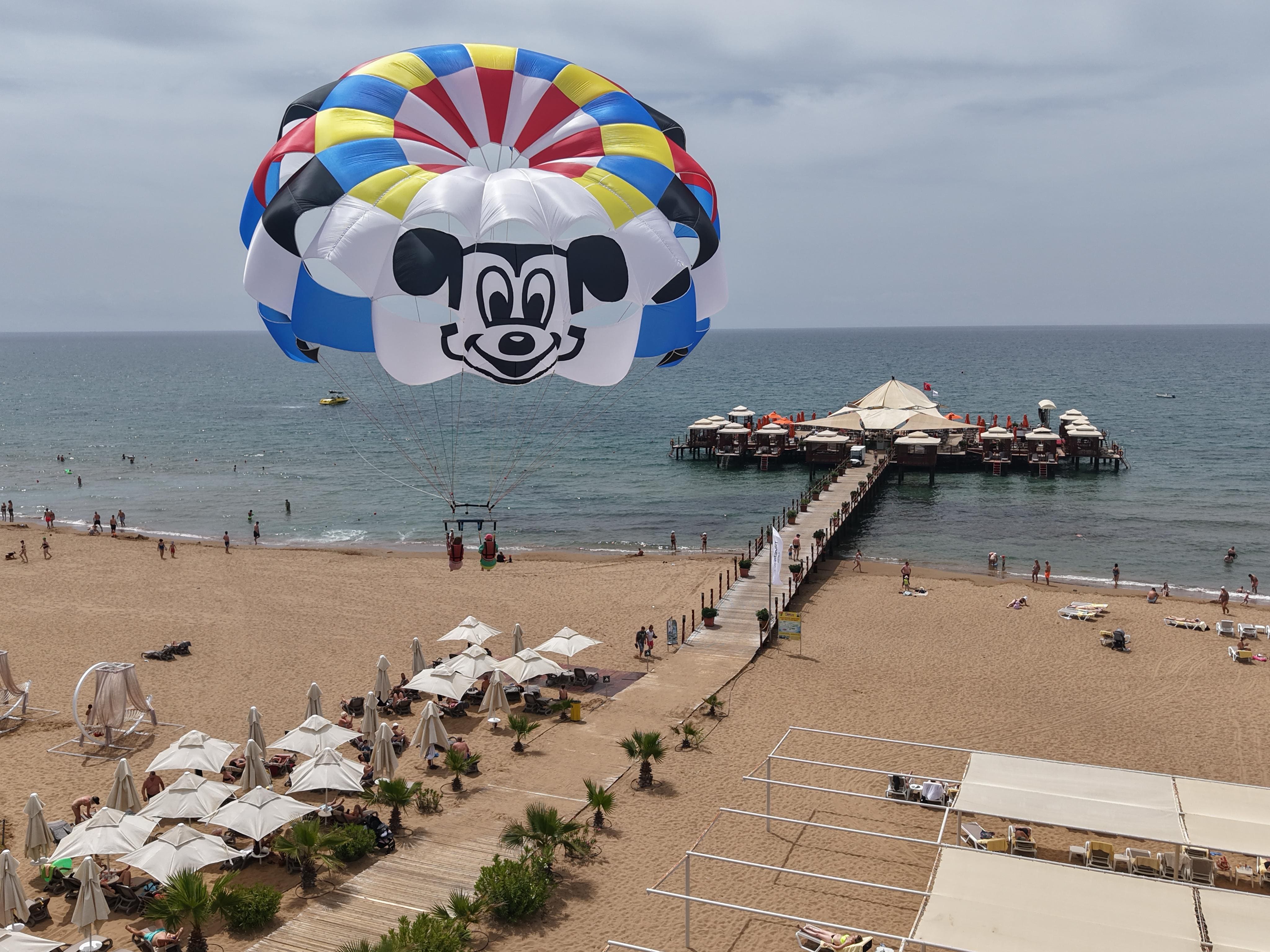 Parasailing beach aerial